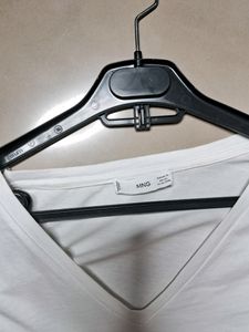 White V-Neck Long Sleeve Top