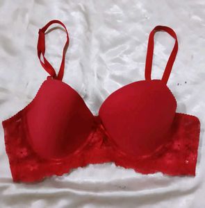 Red Lace Padded Bra