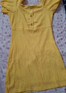 Lemon Yellow Eyelet Dress