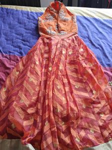Designer Orange & Pink Gown