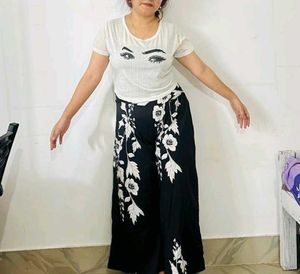 Stylish Black Floral Palazzo Pants