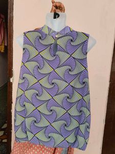 Stylish Purple Geometric Sleeveless Top