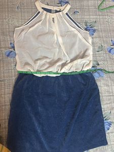 White &amp; Blue Mini Dress