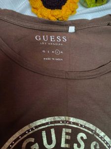 Guess Brown Logo Graphic Tee
