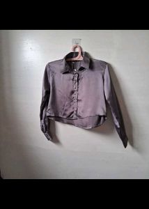 Zara Satin Cropped Shirt