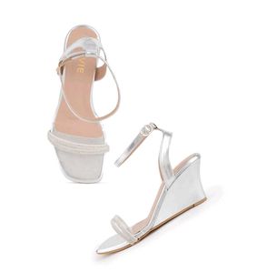 Sparkling Silver Wedge Sandals