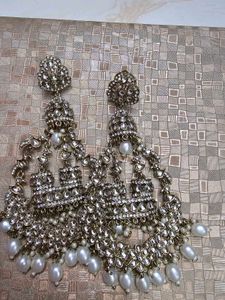 Elegant Pearl & Kundan Dangle Earrings