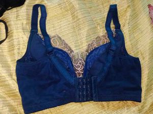 Navy Blue Floral Lace Bra