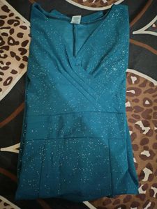 Sparkly Blue V-Neck Dress
