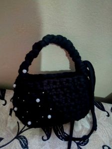 Handmade Crochet Bag with Pearls