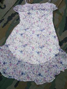 Chiffon Floral Print Cold Shoulder Dress