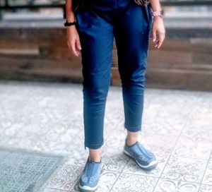 Navy Blue Comfort Fit Pants with white t-shirt