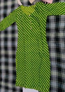 Green Bandhani Cotton Kurti