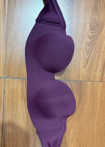Plum Strapless Padded Bra and black
