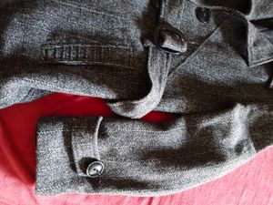 Stylish Gray Belted Coat