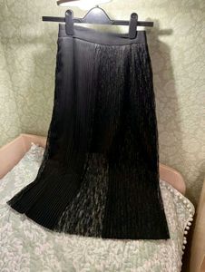 Black Pleated Midi Skirt