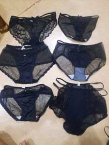 Lace & Mesh Black Panties Set