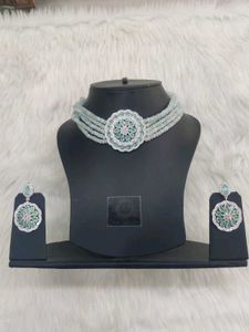 Silver Elegant Mint Choker Set
