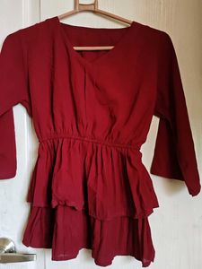 stylish maroon pleated top