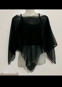 combo Sheer Black & white Poncho Top