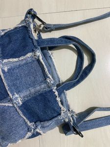 Patch Denim Shoulder and Hand Bag