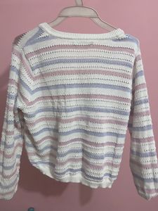Striped V-Neck Knit Sweater