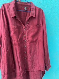 Maroon Button-Up Shirt