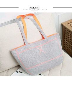 Gray Tote Bag with Orange Trim