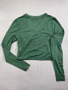 Green Lace Crop Top