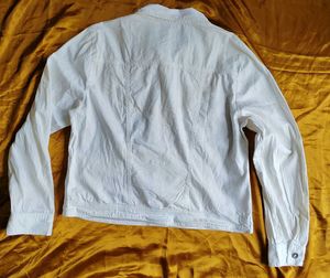 White High-Neck Denim Style Jacket