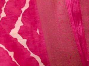 Vibrant Pink Saree with White Chevron Print
