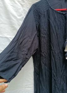 Black Kurta Top with Embellished Neckline