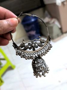 Oxidized Silver Jhumka Hoop Earrings combo