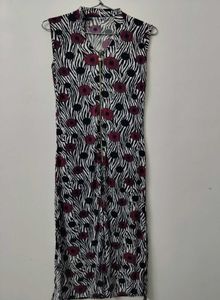 Chic Zebra Print Maxi Dress with Floral Accents