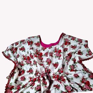 Vintage Rose Print Kaftan Dress