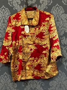 Elegant Red Floral Print Blouse