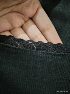 Stylish Black Lace Trim Crop Top