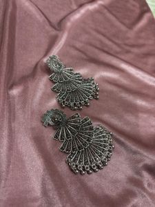 Oxidized Silver Peacock Earrings 🦚