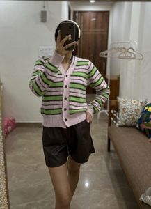 Multicoloured Striped Knit Cardigan