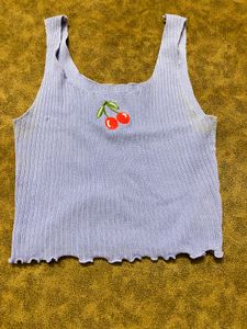 Cute Cherry Ribbed Tank Top