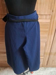 Chic Blue Wide-Leg Pants with Belt
