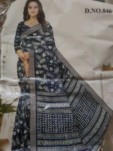 Navy Blue Saree with Floral Print