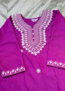 Beautifully Embroidered Magenta Kurta Set