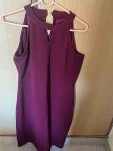 Stylish Burgundy Halter Neck Dress