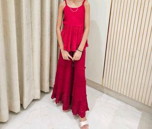 blood red  sharara set for diwali