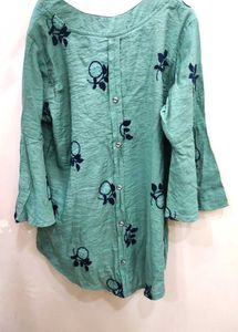 Elegant Teal top with Floral Print