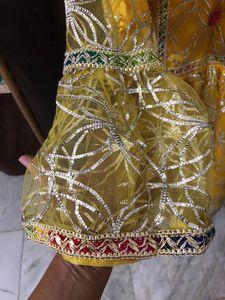 Beautiful Yellow Embroidered Kurta with purse