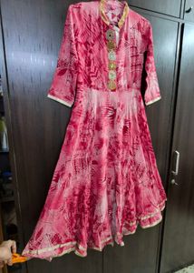 Elegant Red Printed Anarkali Kurti