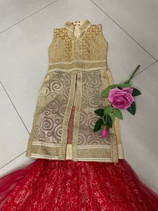 Embellished Blue &amp; Yellow Lehenga Set