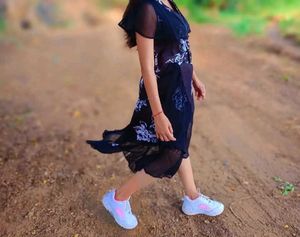 Maxi In Black Colour With White Flower 🧿